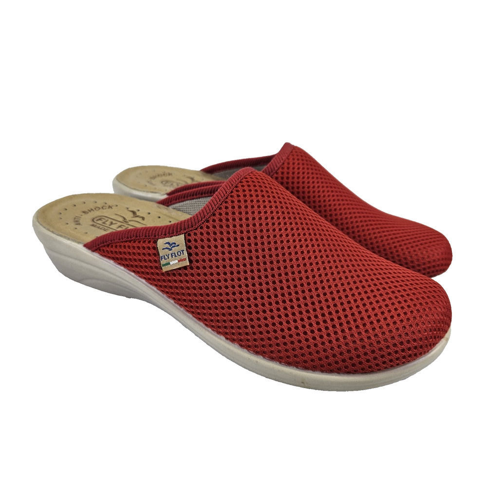 Fly Flot Mesh Clog Womens 37 Red 6.5 Anoia Lightweight Mule Shoe Italian Leather